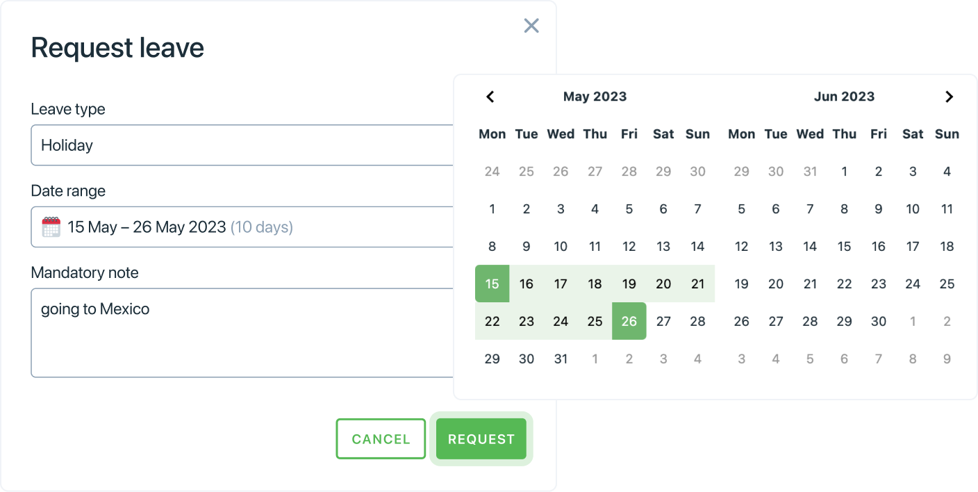 Overview screen 2 leave