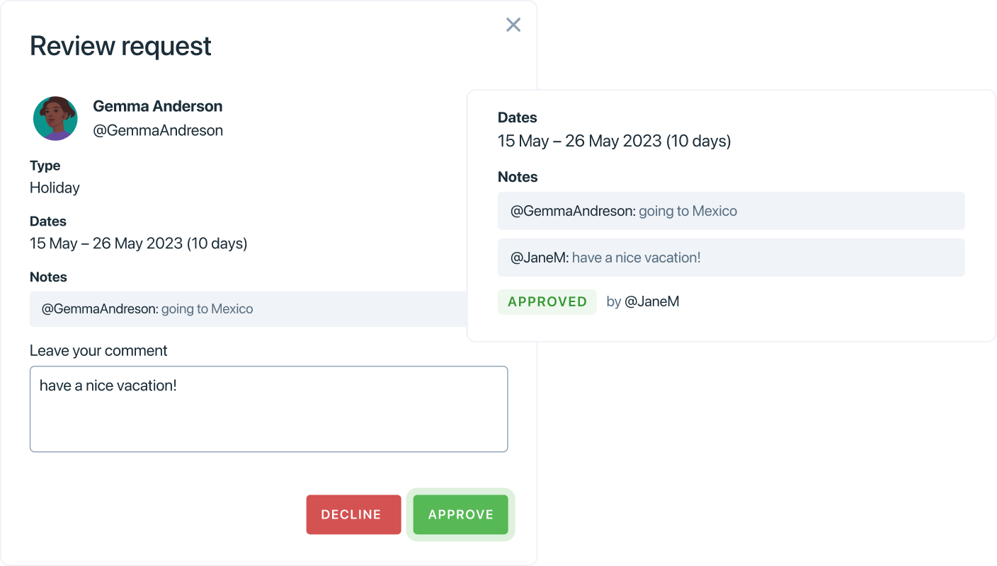 Overview screen 3 leave