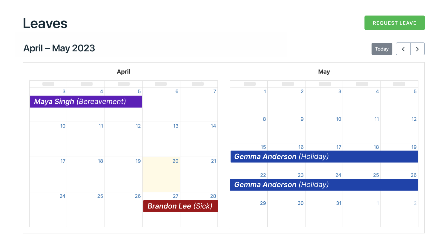 Overview screen 4 leave